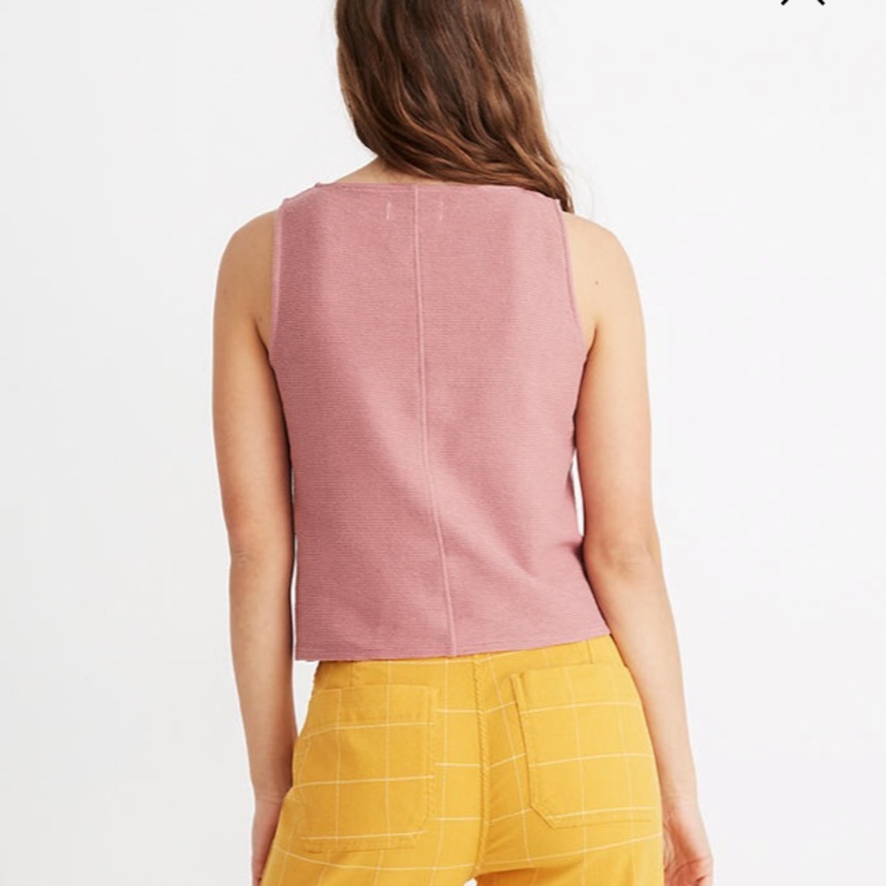 Texture & Thread Button-Front Tie Tank Top - Picture 3 of 3